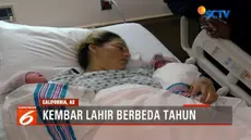 Sepasang bayi kembar di California, Amerika Serikat, tercatat memiliki tanggal lahir berbeda lantaran dilahirkan jelang pergantian tahun.