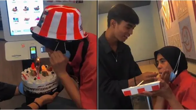 Momen Pria Beri Kejutan Ulang Tahun untuk Ibu di Tempat Kerja Ini Bikin Haru