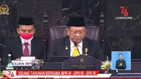 Ketua MPR RI Bambang Soesatyo saat Sidang Tahunan MPR RI 2021 di Gedung MPR/DPR, Jakarta, Senin (16/8/2021).