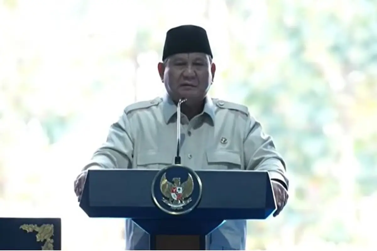 Presiden Prabowo saat Panen Raya Jagung Serentak dan Groundbreaking 10 Gudang Ketahanan Pangan Polri. (Foto: tangkapan layar Sekretariat Presiden)