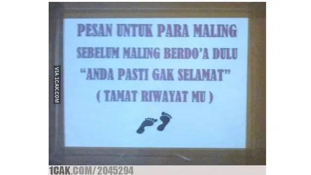 6 Tulisan Dilarang Maling Ini Nyelenehnya Bikin Tepuk Jidat