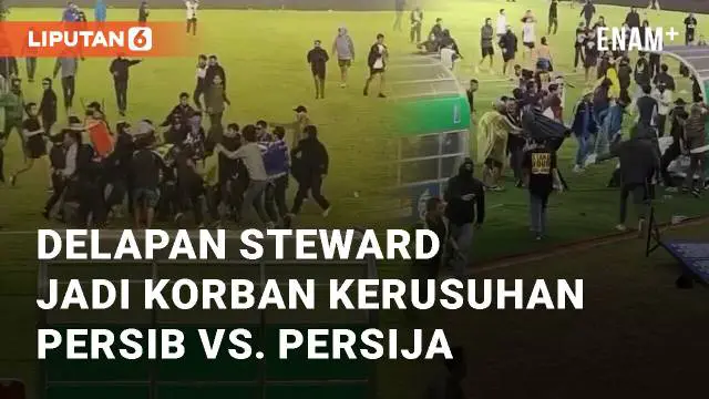 Kerusuhan terjadi usai laga Persib vs Persija di Stadion Si Jalak Harupat. Ratusan bobotoh turun ke lapangan dan berseteru dengan steward