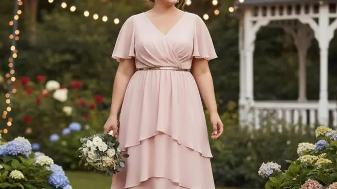 Ilustrasi Baju Bridesmaid untuk Orang Gemuk (Sumber: Gemini AI)