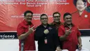 Sekjen DPP PDIP, Hasto Kristiyanto (kedua kiri) didampingi Ketua DPP PDIP, Djarot Saiful Hidayat dan Andreas Pareira berbincang jelang memberi keterangan terkait Kongres V PDIP 2019, Jakarta, Kamis (1/8/2019). Kongres bertema Solid Bergerak untuk Indonesia Raya. (Liputan6.com/Helmi Fithriansyah)