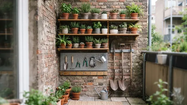 Rak Dinding dengan Papan Gantung untuk Alat Kebun
