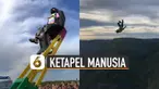 Beredar video seorang pria mencoba wahana ekstrim ketapel manusia.
