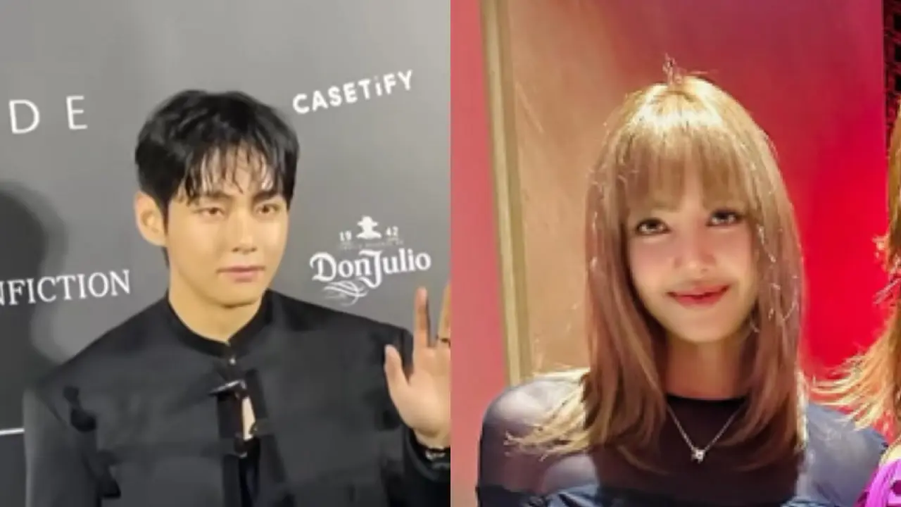 Member BTS dan Blackpink kenakan baju hitam saat Paradise Art Night 2025. [@suremagazine/@shiho_style]