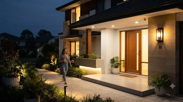 Lampu Teras dengan Pencahayaan yang Cukup (AI Generated)