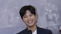 Park Bo Gum dalam konferensi pers di Kota Kasablanka (Agus Apriyanto/Kapanlagi.com)