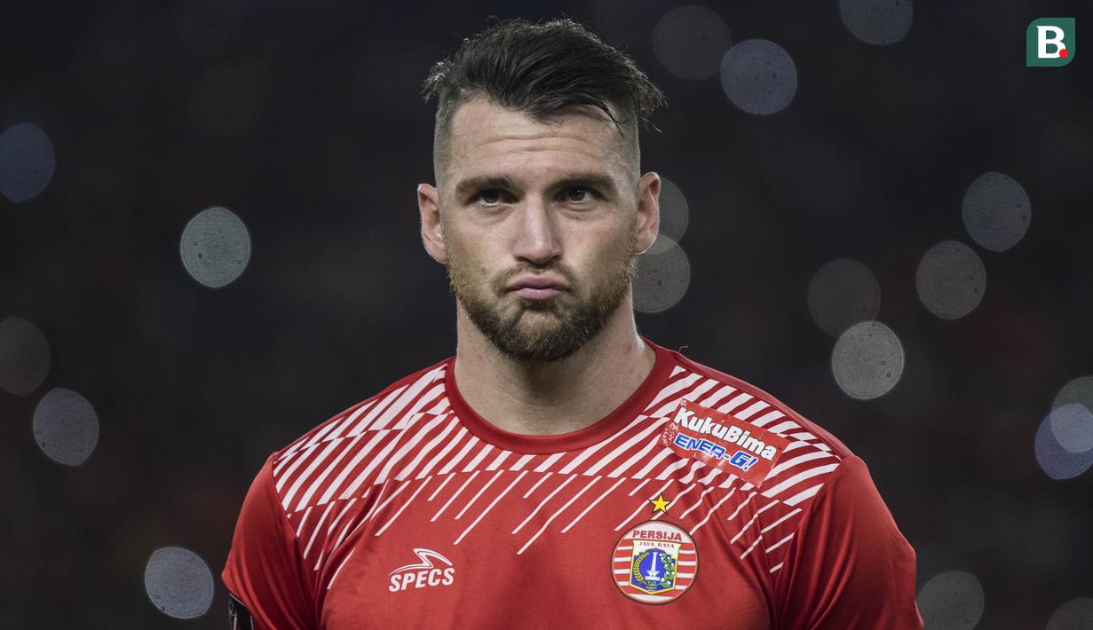 Striker Persija Jakarta, Marko Simic, bersiap menghadapi Bali United pada final Piala Presiden di SUGBK, Jakarta, Sabtu (17/2/2018). Persija menang 3-0 atas Bali United. (Bola.com/Vitalis Yogi Trisna)