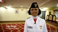 Lilly Indriani Suparman Wenda terpilih menjadi pembawa baki dalam Upacara Peringatan Hari Ulang Tahun (HUT) RI ke-78 di Istana Merdeka, Jakarta, Kamis, 17 Agustus 2023. (Foto: Sekretariat Presiden)