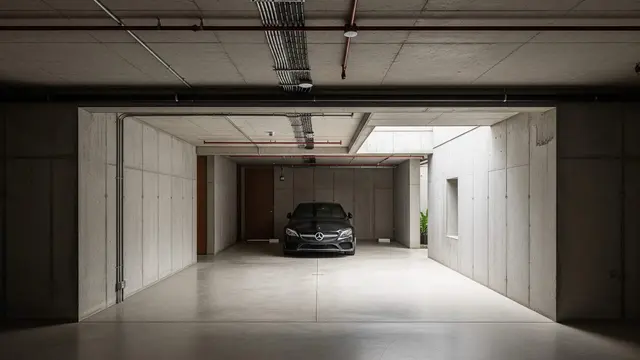 Desain Carport di Basement