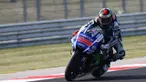 Jorge Lorenzo dari tim Yamaha tampil sebagai pebalap tercepat di sesi latihan bebas di sirkuit Misano di MotoGP San Marino, 2015.