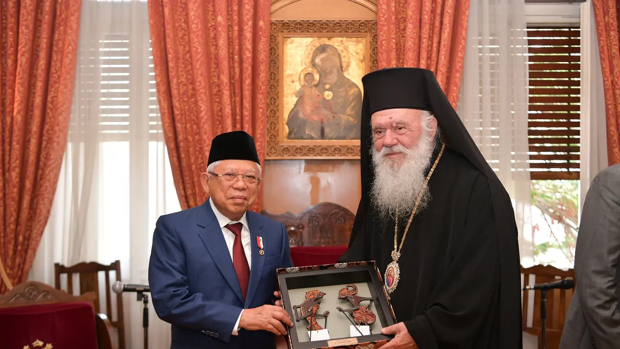 Wapres Ma'ruf Amin Bertemu Uskup Agung Athena, His Beatitude Ieronymos II di Yunani