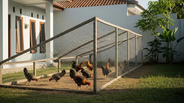 Umbaran Ayam Dengan Pagar Jaring