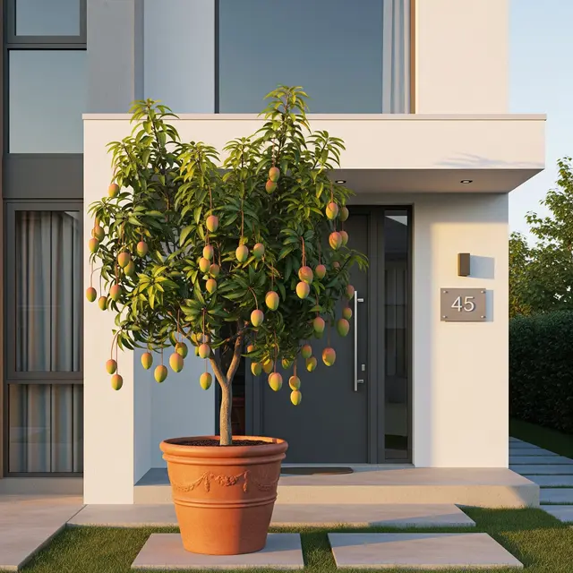 Pohon Buah Mini Ini Bikin Depan Rumah Minimalis Type 45 (Image by Gemini AI)