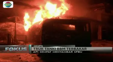 Mobil truk tangki pengangkut BBM terbakar hebat di kawasan Jagakarsa, Jakarta Selatan, dan sempat menyambar bagian depan SPBU.