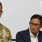 Gubernur dan Wakil Gubernur terpilih DKI Jakarta, Anies Baswedan dan Sandiaga Uno menghadiri penyerahan laporan hasil kerja tim sinkronisasi di Jakarta, Jumat (13/10). (Liputan6.com/Immanuel Antonius)