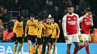 Duel Wolverhampton Wanderers melawan Arsenal pada lanjutan Liga Inggris 2025/2026 di Stadion Molineux, Kamis (19/2/2026) dini hari WIB. (Paul Ellis/AFP)