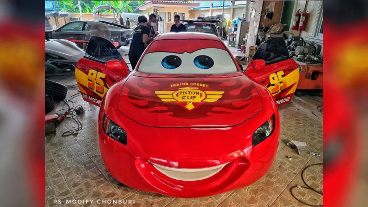 Mobil kartun Lighting McQueen versi nyata (PS Modify)