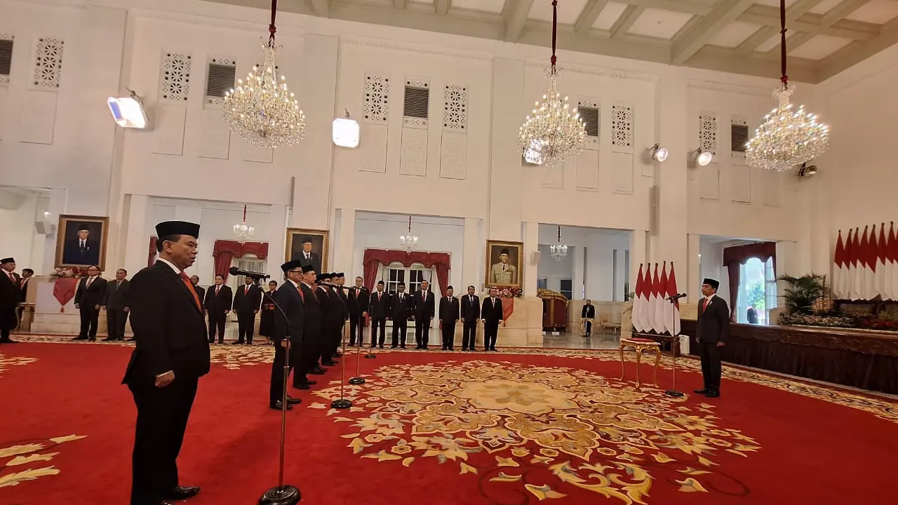 Presiden Jokowi melantik Budi Arie Setiadi sebagai Menteri Komunikasi dan Informatika (Menkominfo) menggantikan Johnny G. Plate. (Liputan6.com/Lizsa Egeham