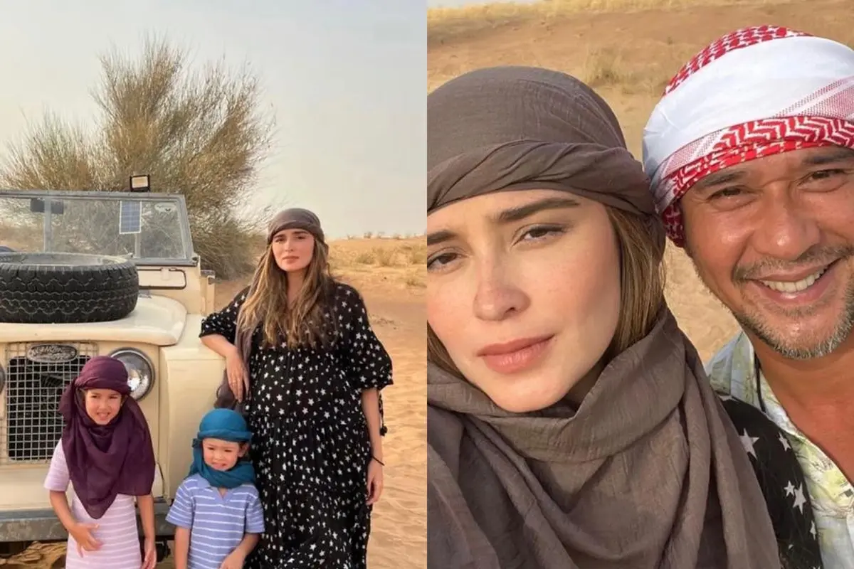 6 Gaya Minimalis Yasmine Wildblood Babymoon ke Timur Tengah, Tampil Cantik dengan Keffiyeh