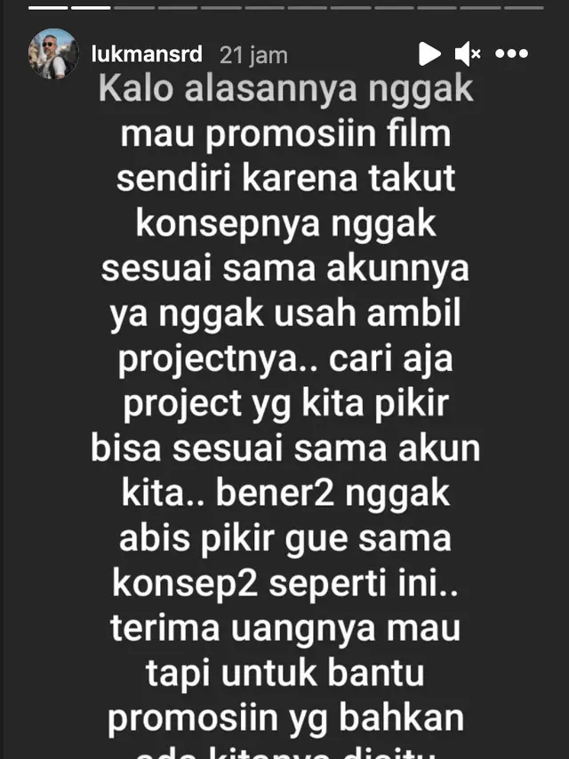 Unggahan Lukman Sardi. (Foto: Instagram @lukmansrd)