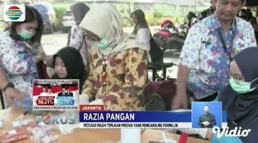 Razia bahan pangan di Pasar Kramat Jati Jakarta Timur, petugas temukan makanan mengandung boraks dan zat berbahaya lainnya.