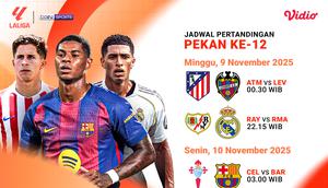 Jadwal LaLiga pekan ke-12 siaran langsung eksklusif di Vidio. (dok. vidio.com)