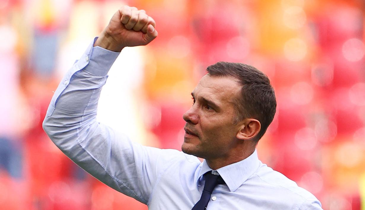 Keberhasilan lolos ke perempat final Euro 2020 merupakan pencapaian terbaik bagi Ukraina. Untuk pertama kalinya dalam sejarah, Ukraina sukses menembus perempat final Piala Eropa. (Foto: AFP/Marko Djurica)