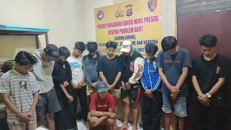 Polsek Tigaraksa Polresta Tangerang, mengamankan 12 remaja tanggung, yang hendak perang sarung.