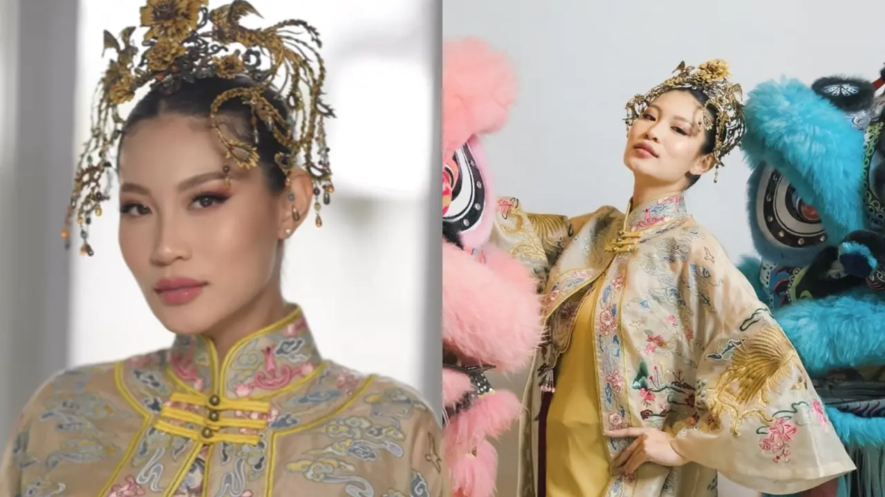 Pesona Bumil Glowing Patricia Gouw Kenakan Cheongsam Mewah dan Makeup Soft Pink Saat Gender Reveal Anak Pertama