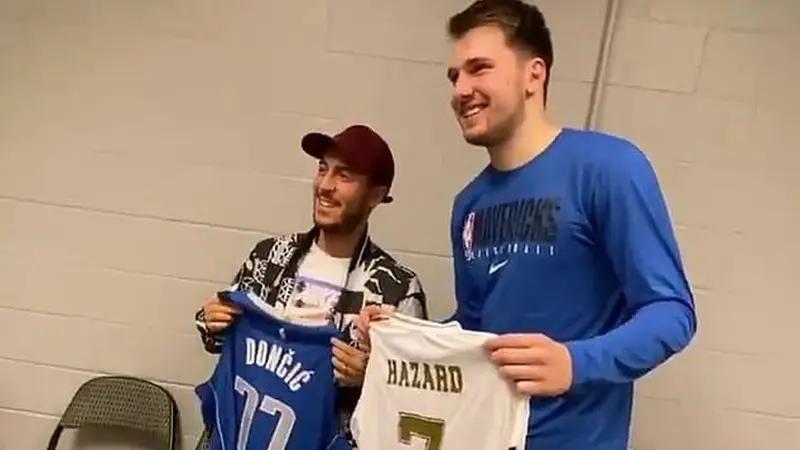 Luca Doncic bersama Eden Hazard