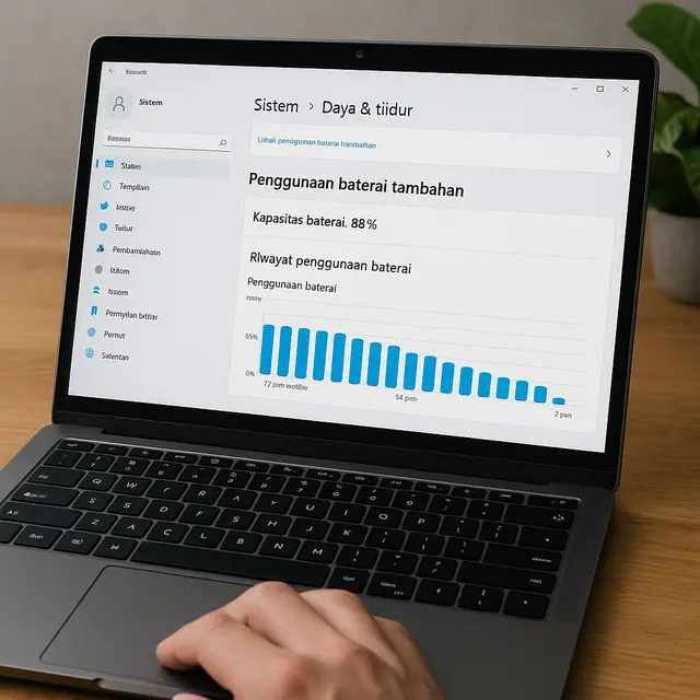 Ilustrasi baterai health laptop (Foto: ChatGPT)
