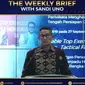 Menparekraf Sandiaga Uno di The Weekly Brief with Sandi Uno.&nbsp; (Liputan6.com/Henry)