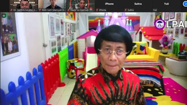 Ketua LPAI Seto Mulyadi, saat mengikuti konferensi pers virtual bersama kuasa hukum bocah korban kekerasan seksual di Kota Baubau.(Liputan6.com/Ahmad Akbar Fua)