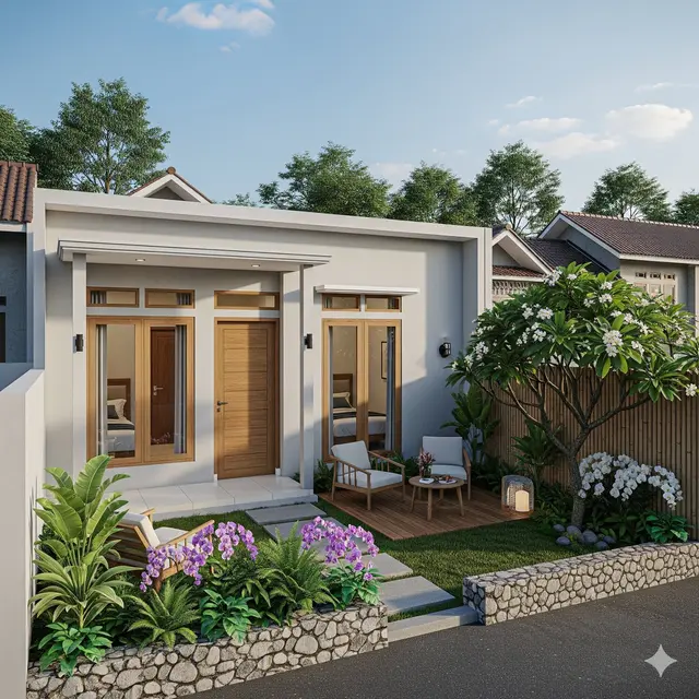 Desain 2 Kamar Tidur + Taman Belakang