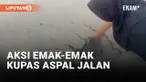 Emak-emak di Langkat Kupas Aspal Jalan Diduga Asal Dikerjakan