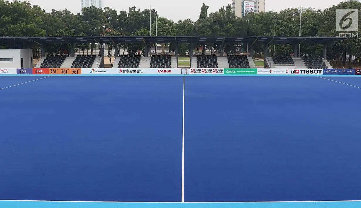 Penampakan salah satu venue untuk gelaran Asian Games 2018 di kawasan GBK, Jakarta, Selasa (7/8). Kendati sejumlah venue sudah siap, masih banyak alat berat yang belum dikeluarkan dari area tersebut. (Liputan6.com/Immanuel Antonius)