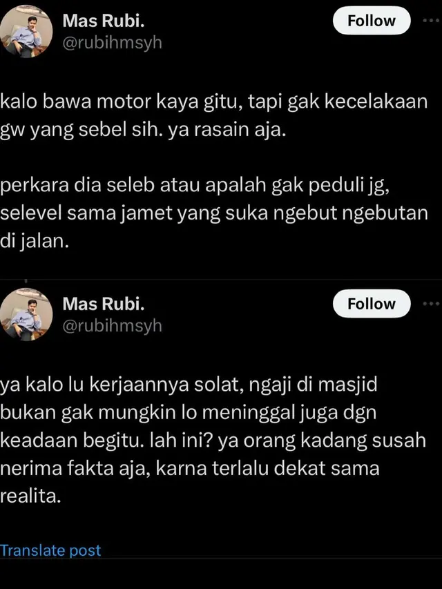Cuitan yang berujung menyinggung nama almarhum ustaz Jefri Al Buchori. (Foto: Dok. Instagram @abidzar73)