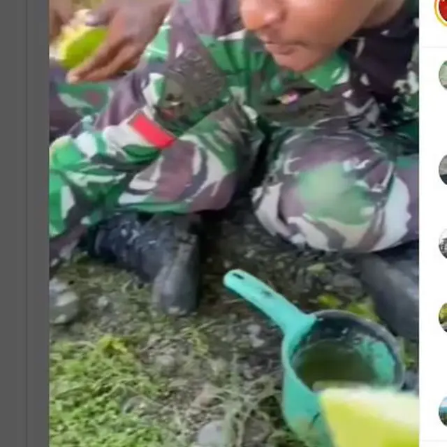 Viral Anggota TNI di Perbatasan Usir Kejenuhan dengan Makan Rujak Bareng Racikan Mereka Sendiri