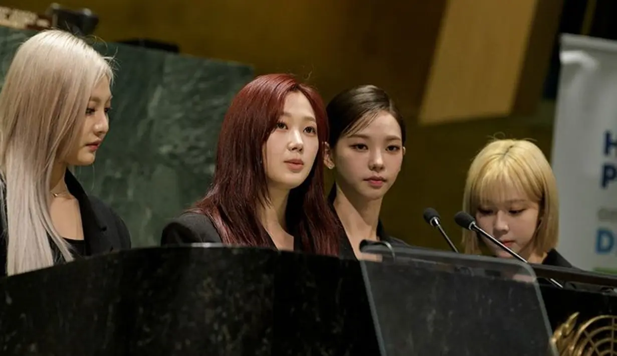 Dalam forum tersebut Giselle sampikan pidato yang berjudul "Next Generation to the Next Level". Uniknya, aespa membawakan pidato tersebut yang berkaitan dengan konsep metaverse dan pembangunan.(Liputan6.com/IG/@unitednations)