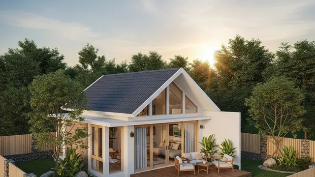 Rumah Kecil tapi Terasa Luas dengan Pagar Lisplang Kombinasi Batu Alam