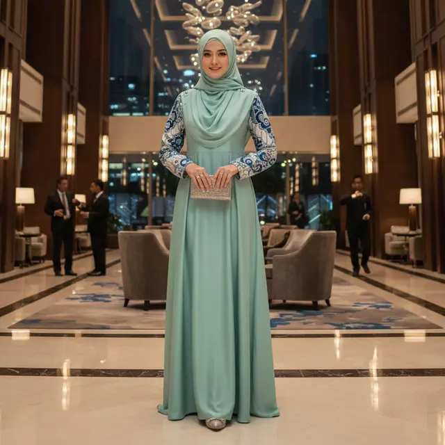 Gamis Brokat Kombinasi Batik Modern