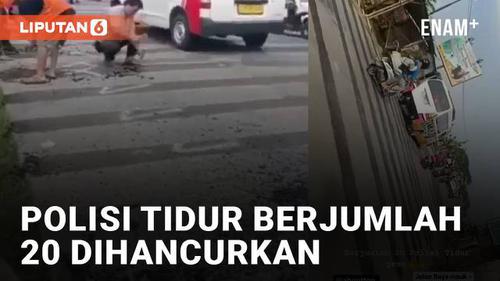 VIDEO: Viral Polisi Tidur Berjumlah 20 Sekaligus Akhirnya Dihancurkan