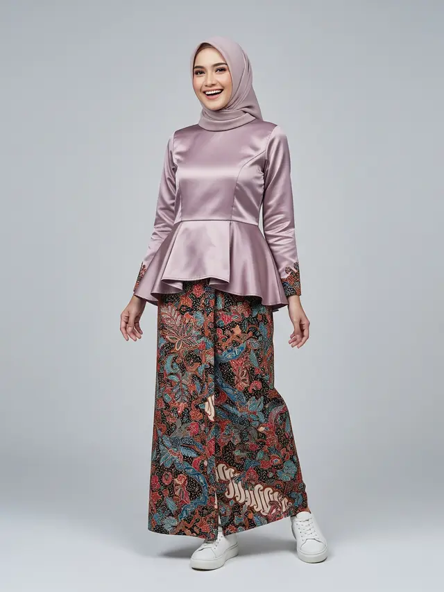 Model Gamis Batik Kombinasi Satin Mengkilap/Ilustrasi ChatGPT