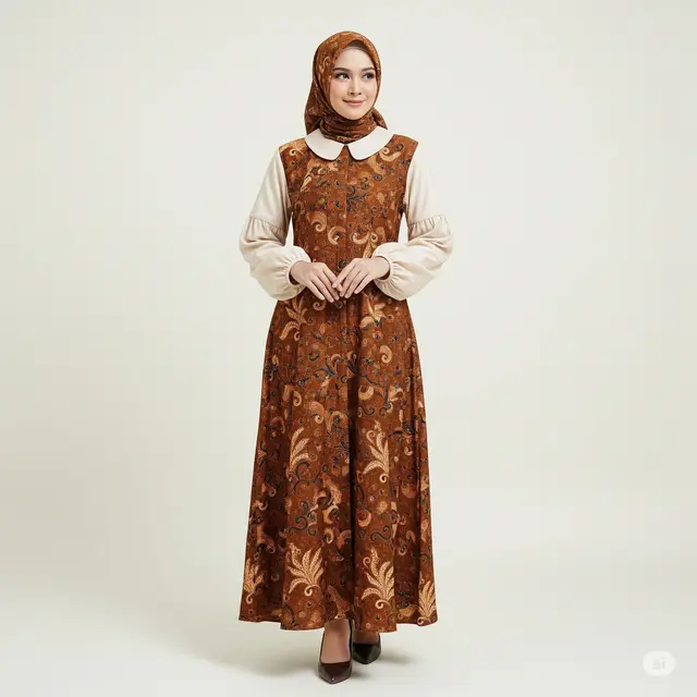 10 Model Busana Muslim Batik Kombinasi Polos yang Elegan dan Modern
