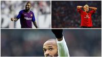 Arturo Vidal (kiri atas), Alan Smith (kanan atas), dan Thierry Henry. (AP/AFP)