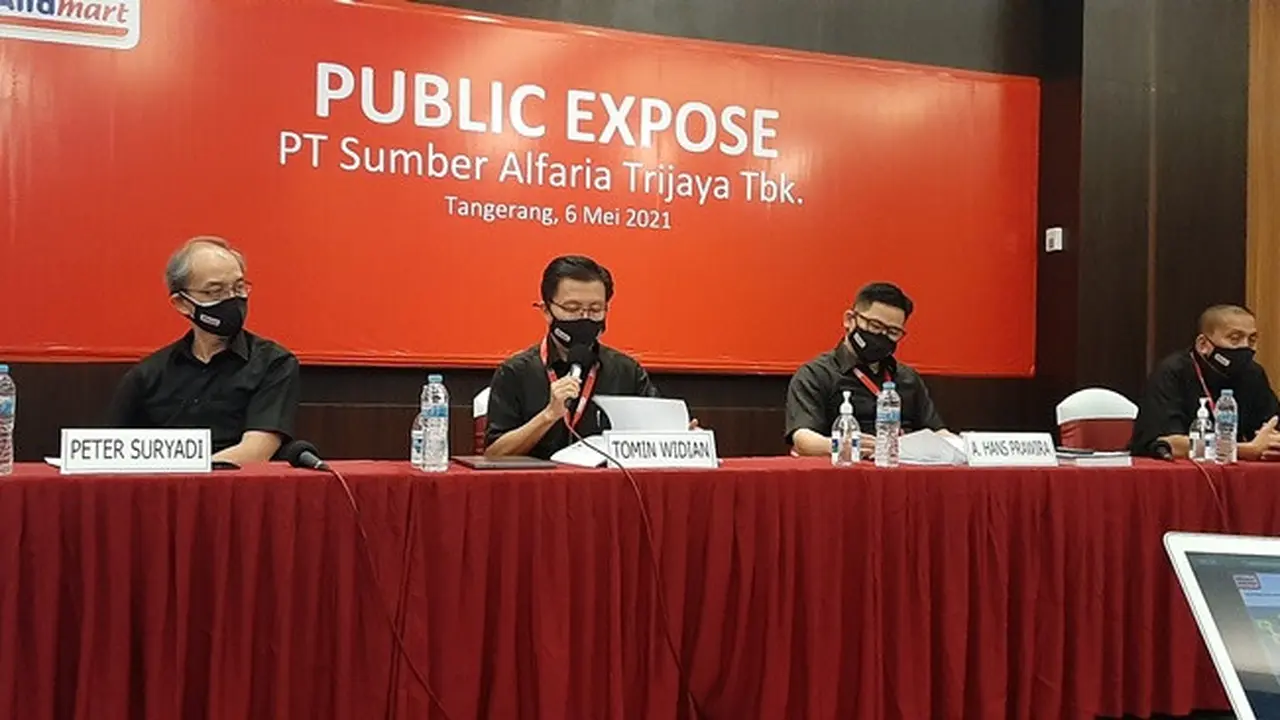 Paparan publik PT Sumber Alfaria Trijaya Tbk (AMRT), Kamis, 6 Mei 2021 (Dok: Pramita Tristiawati/Liputan6.com)