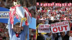 Pelatih Arsenal, Arsene Wenger, akhirnya mengumumkan pensiun pada akhir musim 2017/2018. Selama 22 tahun membesut The Gunners, dirinya pernah membawa kejayaan namun kerap pula mendapatkan caci maki. (Kolase foto-foto dari AFP)